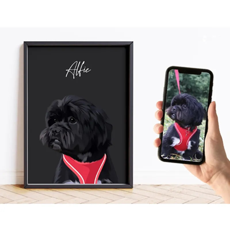 Custom Pet Portrait Personalized Dog Canvas Wall Art