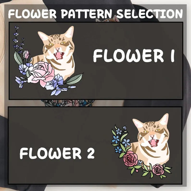 Custom Embroidered Pet Sweatshirt with Flowers - Personalized Dog Cat Portrait Crewneck Hoodie- Colorful Design