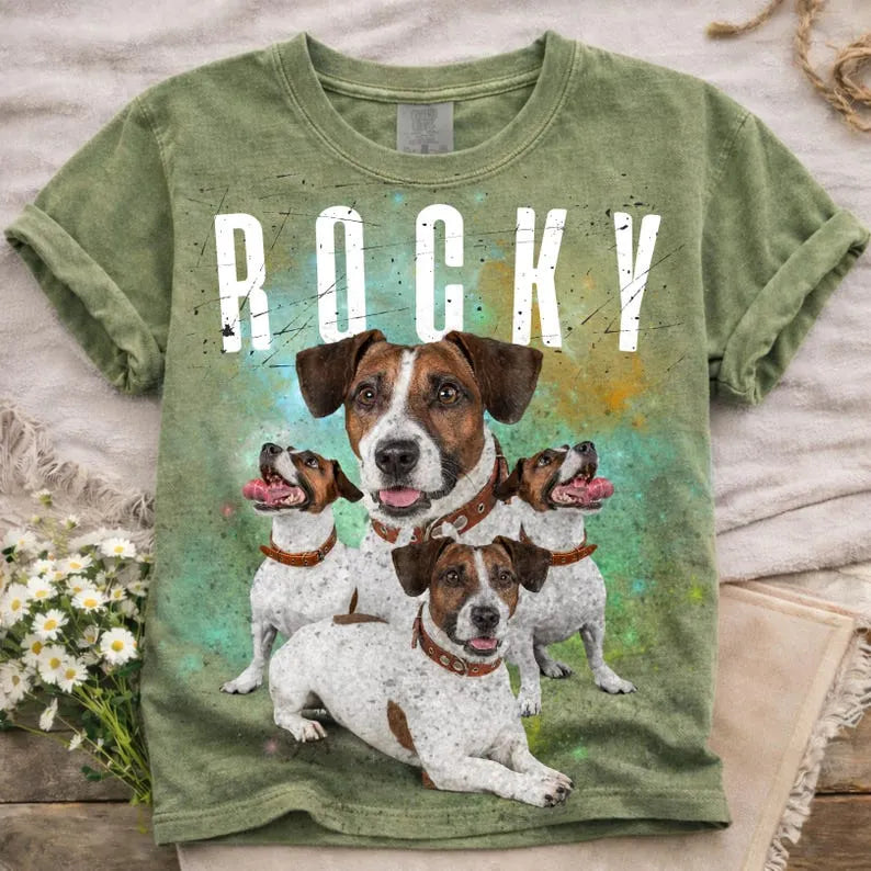 Custom Galaxy Dog Portrait Shirt, Vintage Bootleg Pet Tee
