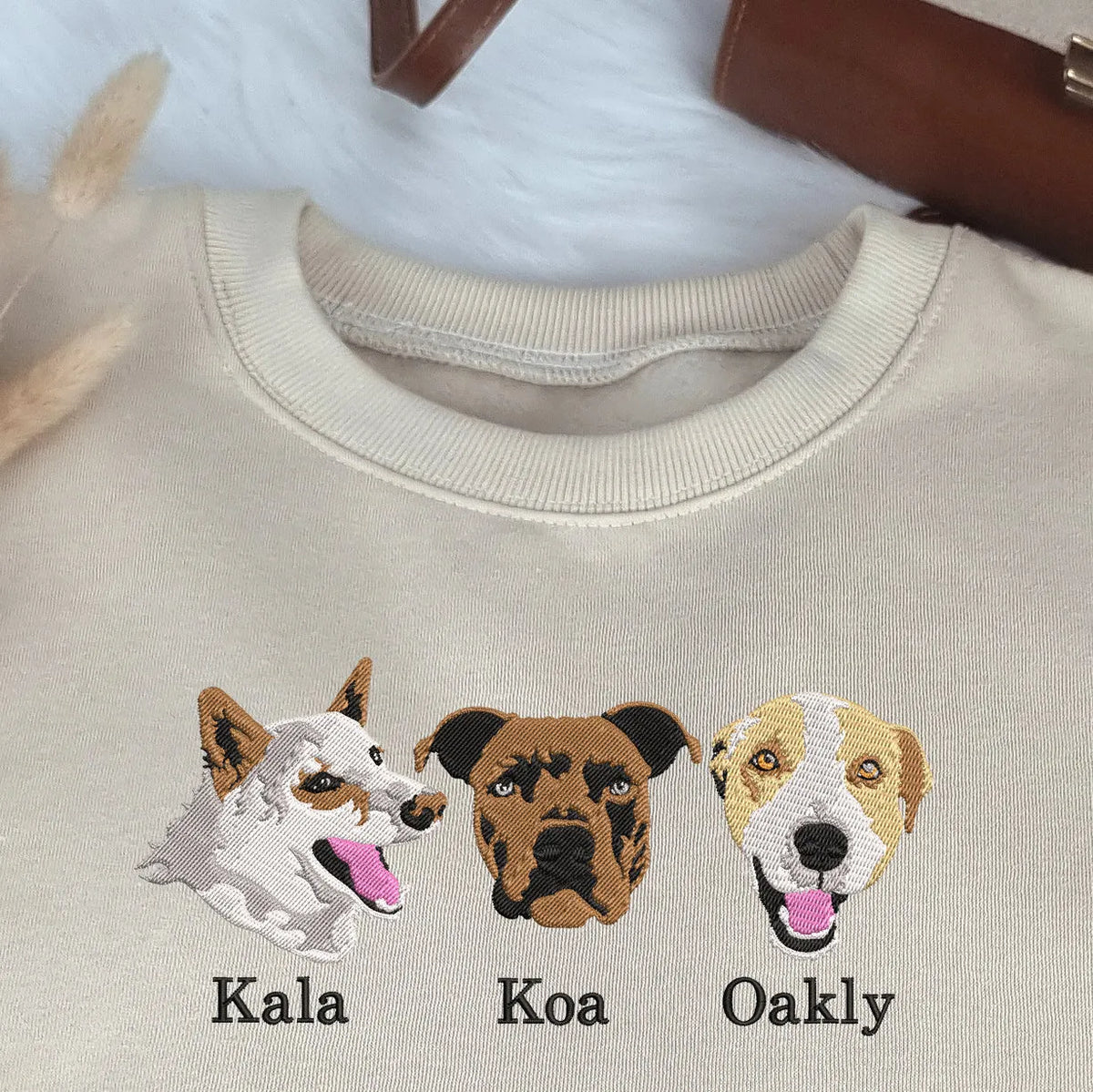 Custom Dog Portrait Embroidered Sweatshirt Pet Portrait Embroidered Hoodie- Colorful Design