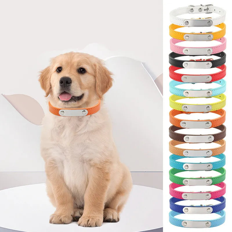 Leather Dog Collar, Personalized Engraved Leather Dog Collar