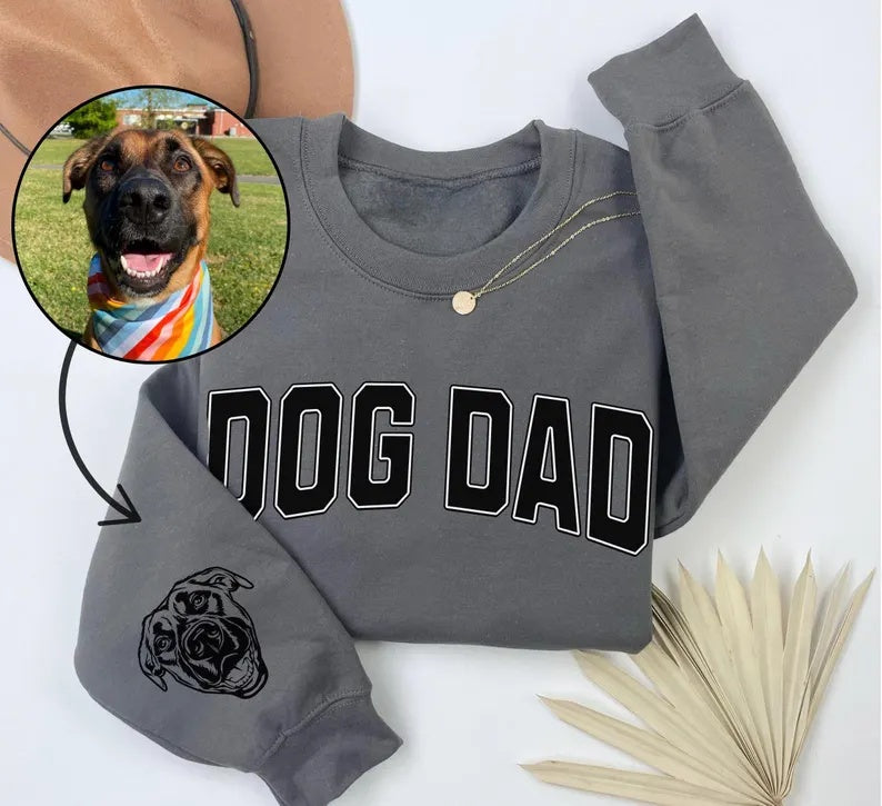 Dog Dad Personalized Sweatshirt – Custom Pet Portrait Gift for Father’s Day or Birthday