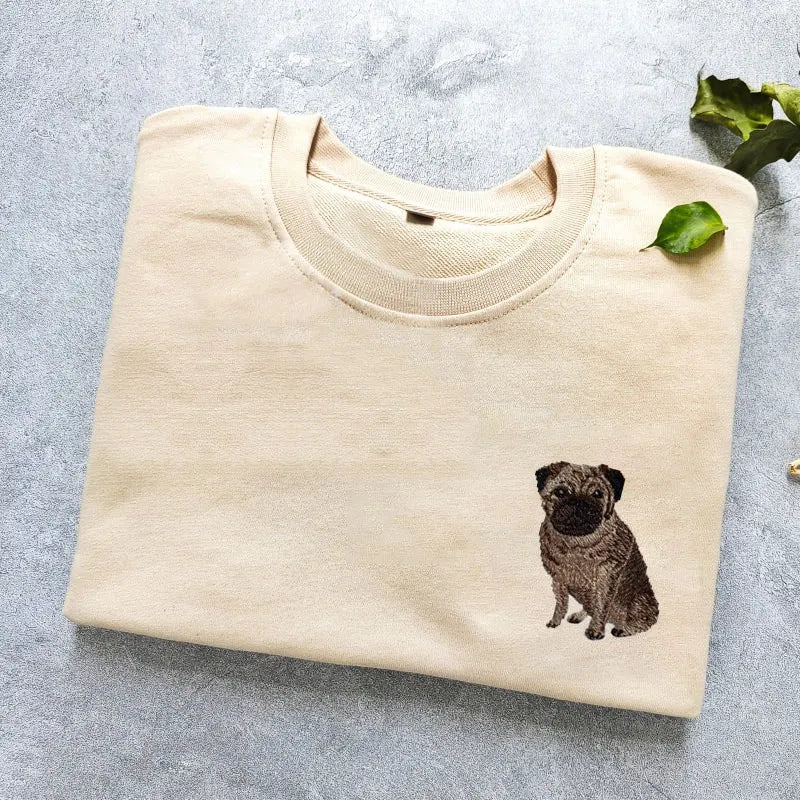 Custom Embroidered Pet Photo Embroidery T-shirt Sweatshirt Hoodie- Colorful Design