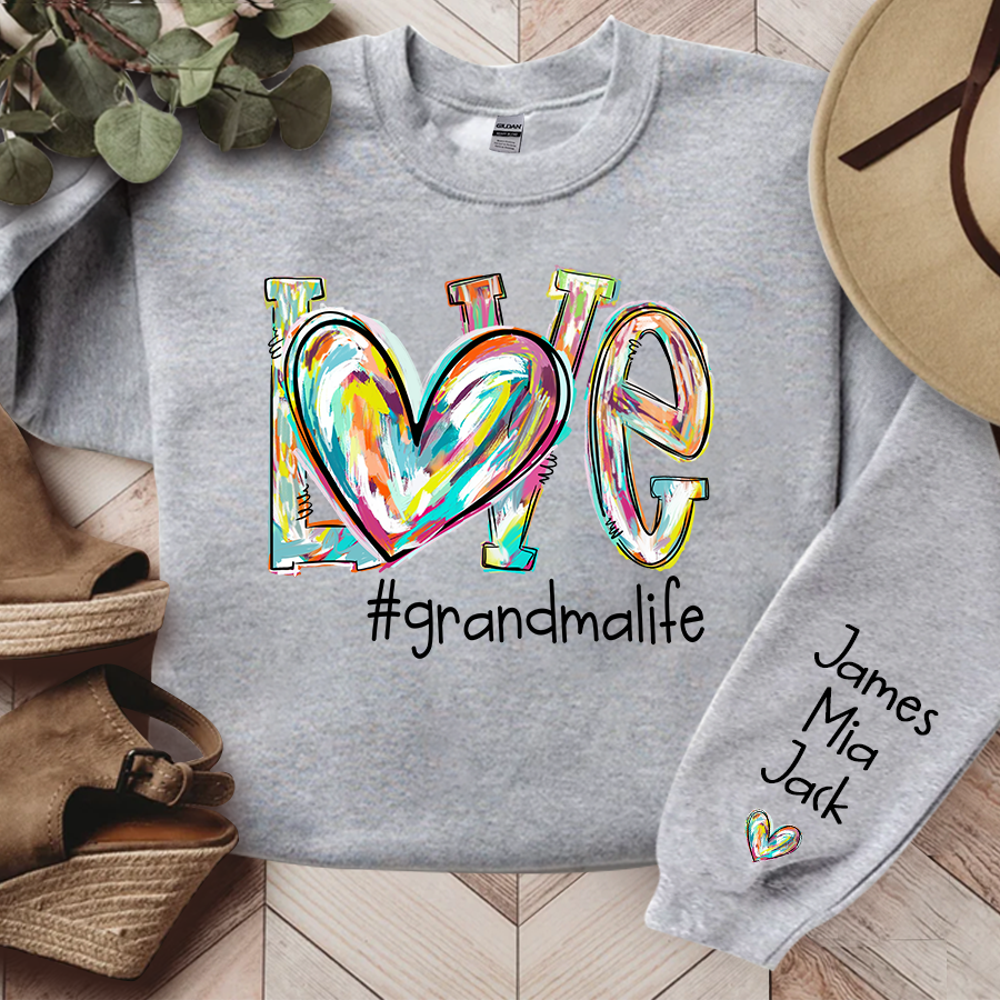 Love Grandma Life Fall Autumn Color Clipart Custom Sweatshirt