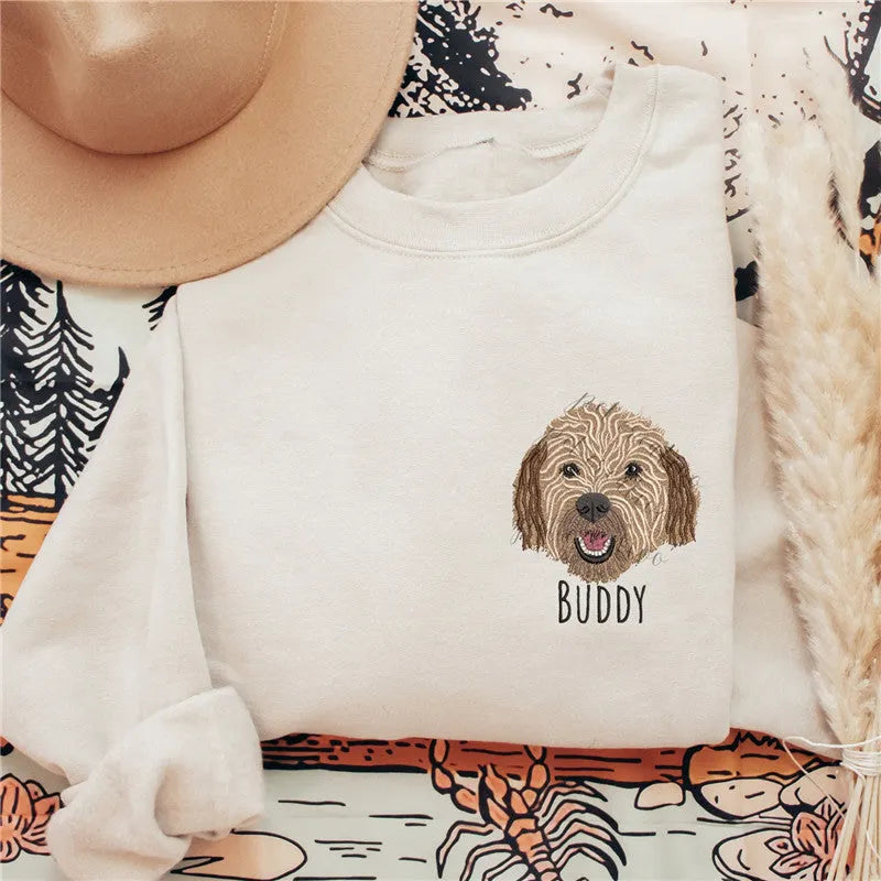 Gifts For Pet Lover Custom Pet Face and Pet name Sweatshirt- Colorful Design