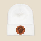 Custom Dog Portrait Beanie, Dog Photo Engraved on Leather Patch Winter Beanie Hat