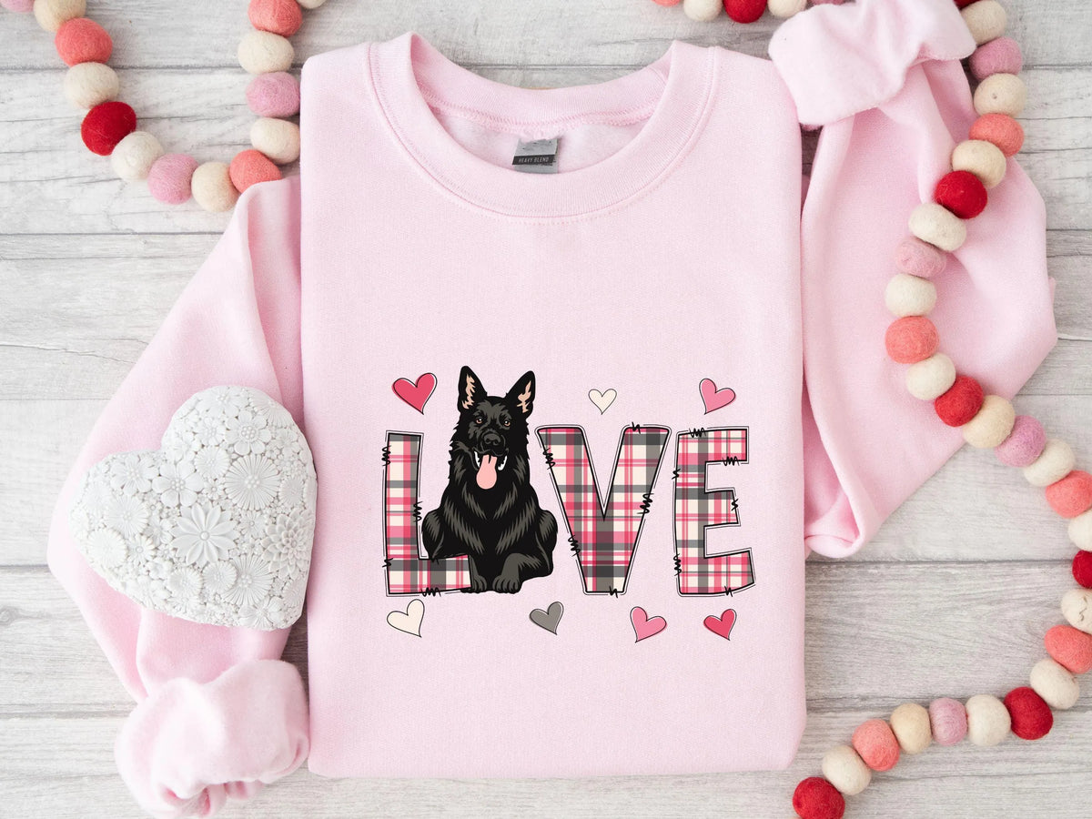 Custom Dog Photo Valentine Shirts, Dog Mom Love Plaid Valentines Day Crewneck Sweatshirt