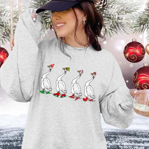 Christmas Goose Sweatshirt Farm Animals Crewneck Funny Duck Shirt