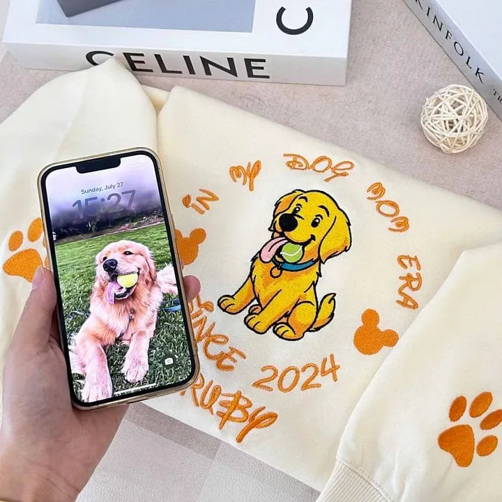 Personalized Pet Embroidered Sweatshirt Cartoon Style