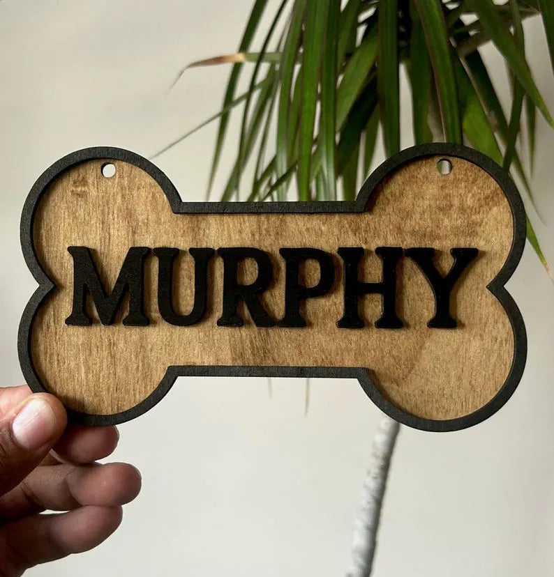 Personalized Dog Name Sign - Custom Dog Bone Tag, Crate, Kennel, and Room Decor for Your Pup