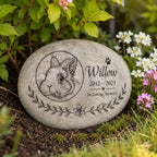 Custom Pet Portrait Grave Marker, Rabbit Dog Cat Remembrance Garden Stone, Pet Memorial Stone