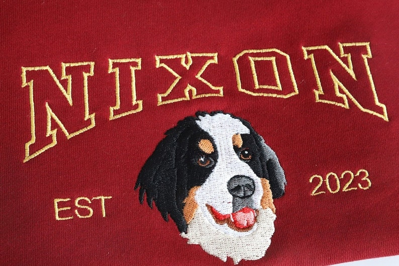 Custom Dog/Cat Face Embroidered Shirt from Your Photo Sweatshirt, Varsity Style Hoodie- Varsity Colorful Design