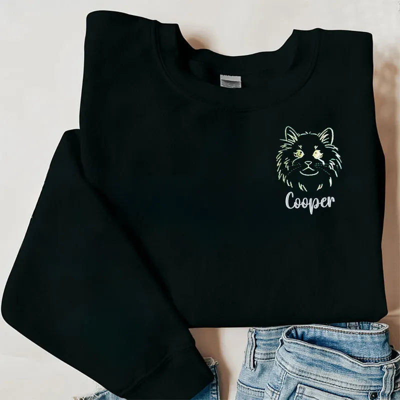 Personalized Pet Embroidered Sweatshirt- Stylish Outline Style