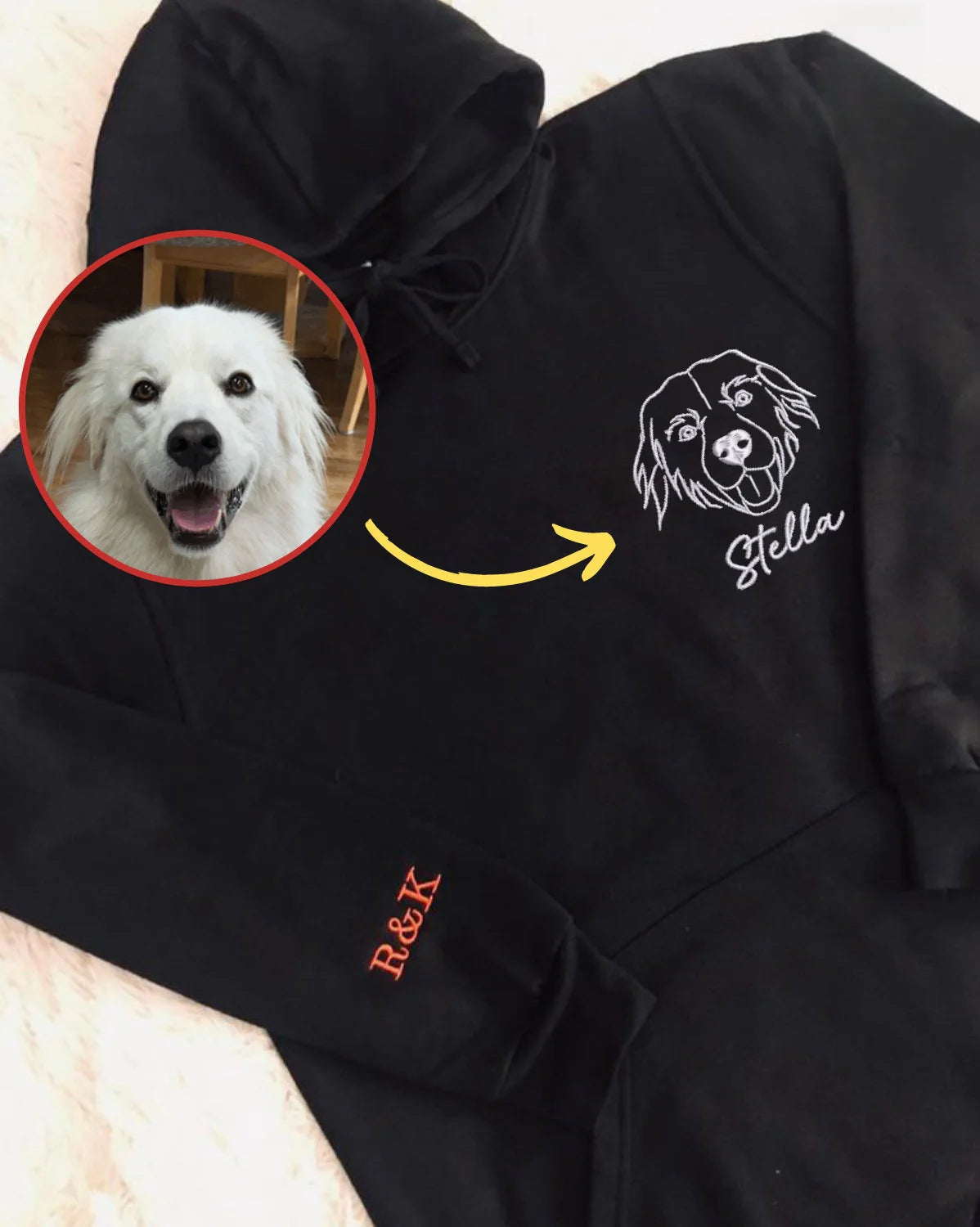 Personalized Pet Embroidered Sweatshirt Hoodie T-shirt- Stylish Outline Style