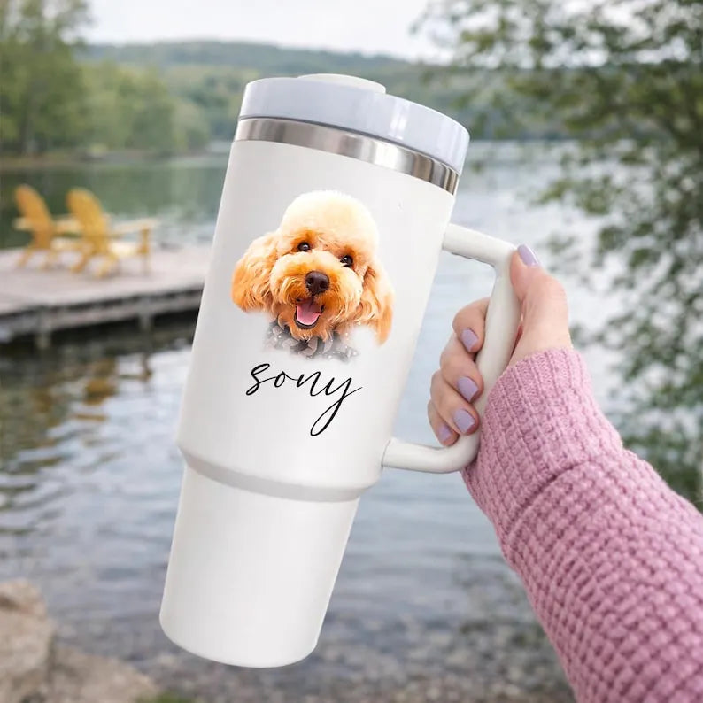 Custom Pet Photo Tumbler, Custom Dog Photo Tumbler