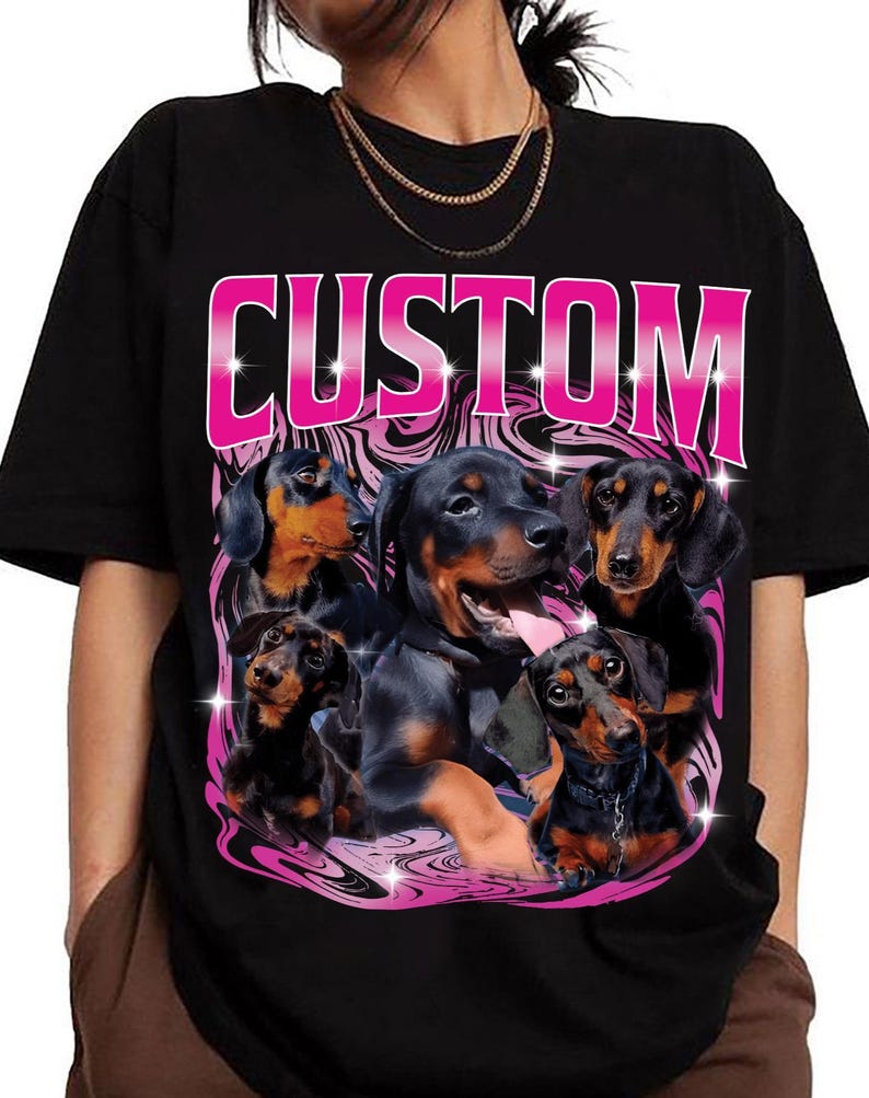 Vintage Bootleg Pet Shirt Pet Photo + Name Custom Dog Portrait T-Shirt Sweatshirt Hoodie