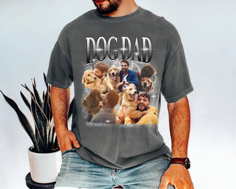 Custom Dog Dad Shirt with Photo, Pet Bootleg Shirt, Father's Day Gift