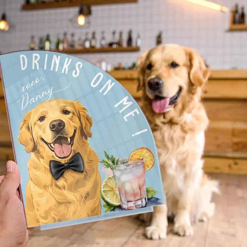 Custom Wedding Bar Menu Sign with Pet Portrait, Pet Signature Drink Sign