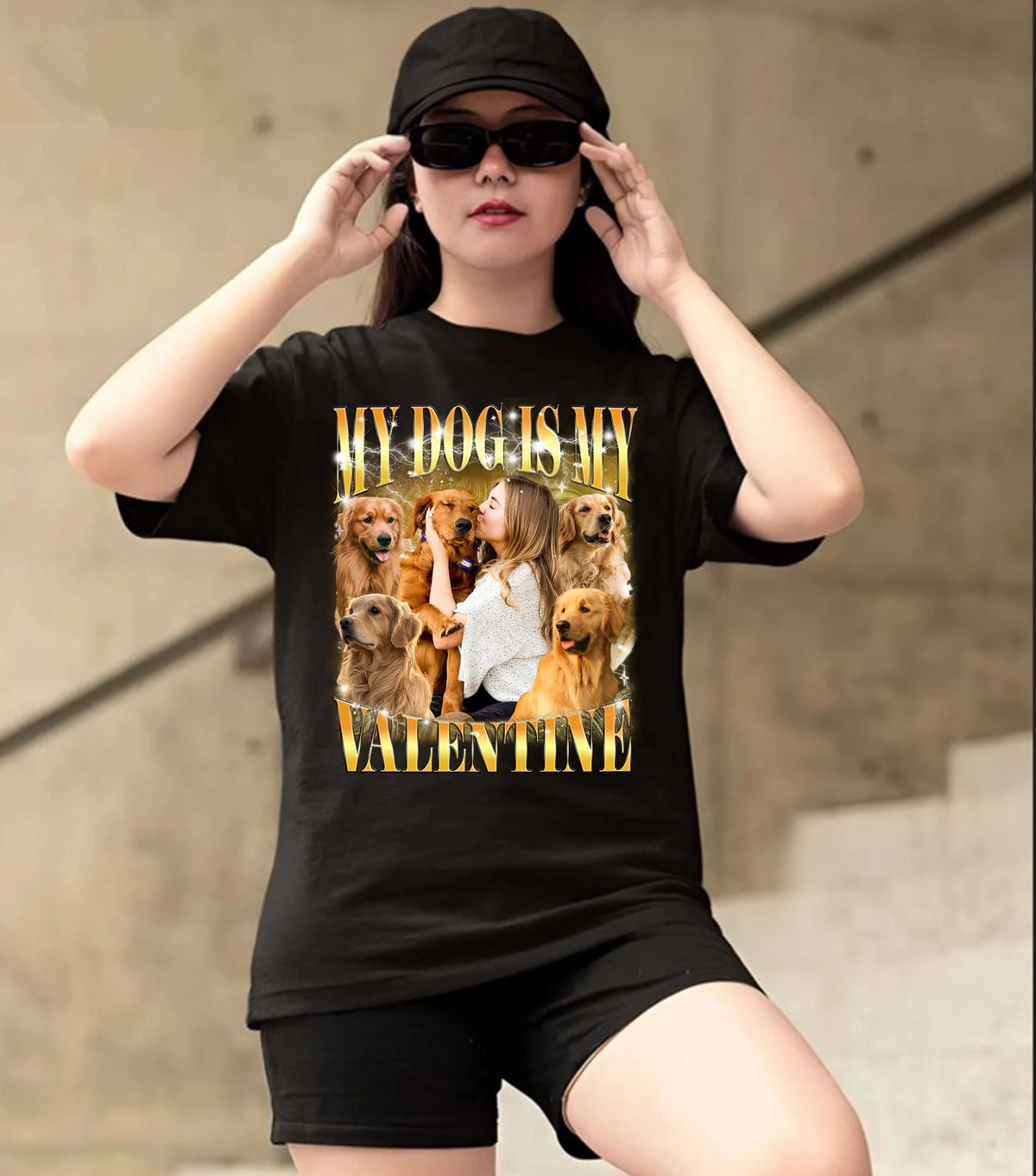 My Dog Is My Valentine Custom Pet Bootleg Shirt, Personalized Pet Photo T-Shirt Hoodie Sweatshirt