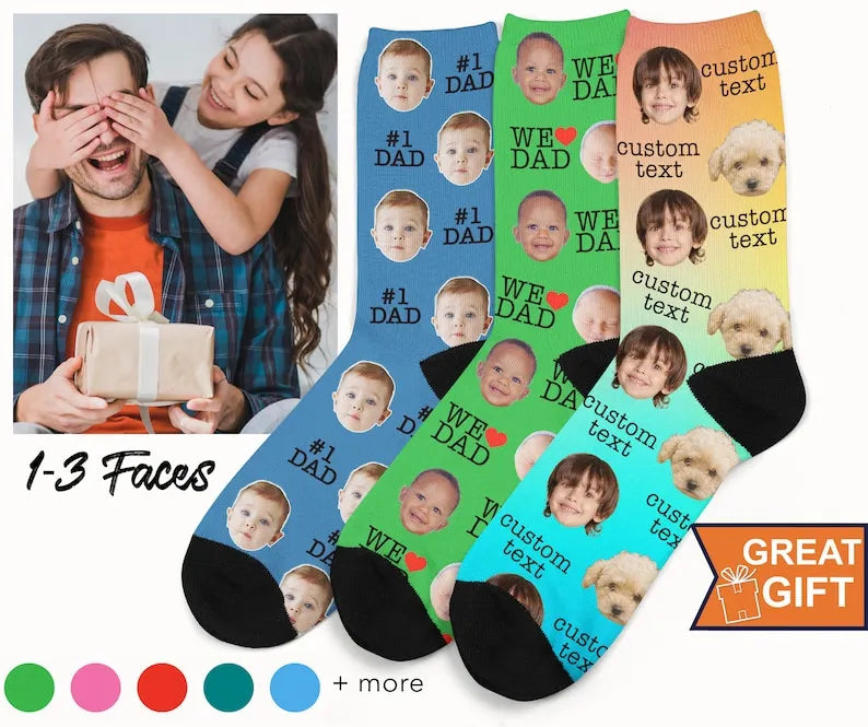 Fathers Day Socks, Custom Face Socks, Dog Dad Socks