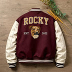 Custom Pet Portrait Varsity Jacket – Letterman Style with Name & Est. Year