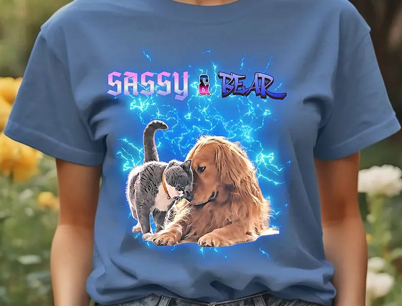 Personalized Pet Tee, Custom Pet Photo Vintage 90s Graphic, Bootleg Rap Dog Shirt Sweatshirt Hoodie