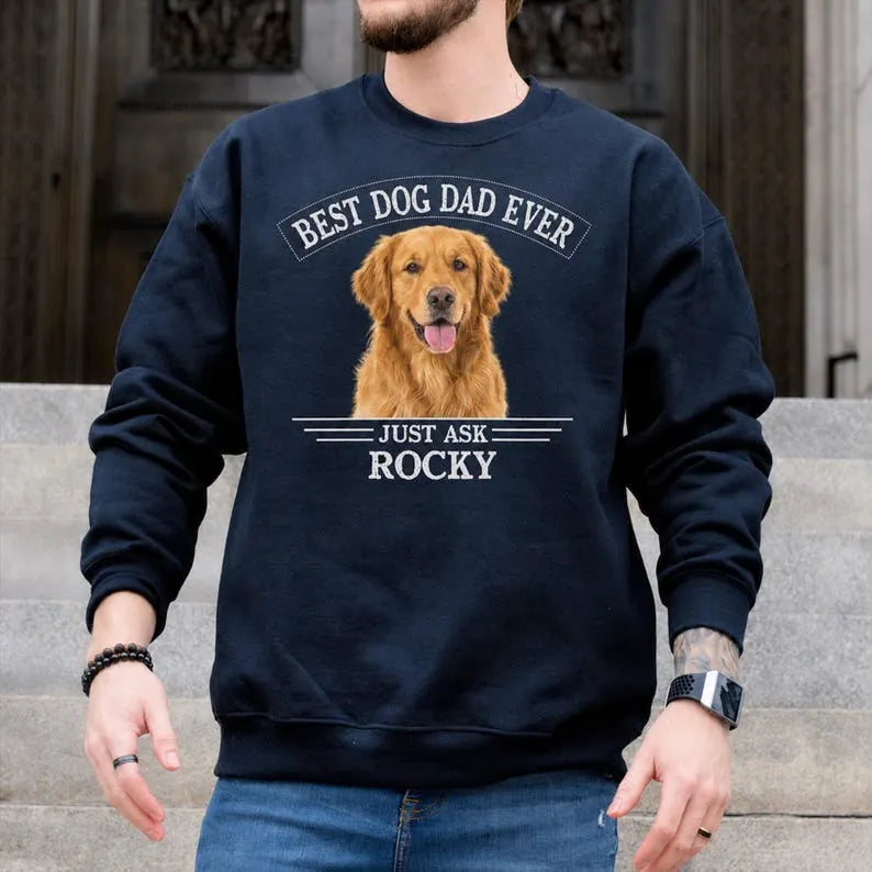 Personalized Best Dog Dad Ever Shirt with Dog Photo and Name, Father's Day Gift for Dad