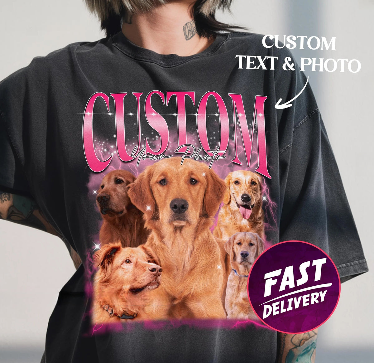 Custom Pet Bootleg Rap Tee, 90s Dog T-shirt