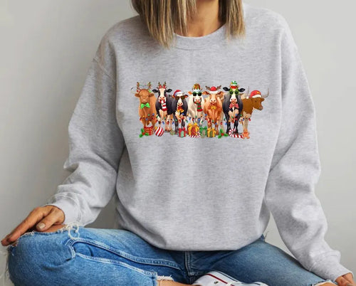 Christmas Sweathirt, Cow Sweatshirt, Cow Lovers Shirt, Funny Christmas Shirt Hoodie