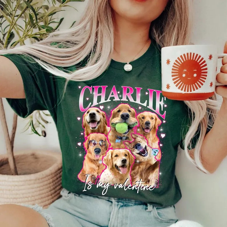 Valentine Custom Pet Bootleg Shirt, Personalized Valentine Pet Photo T-Shirt Hoodie Sweatshirt