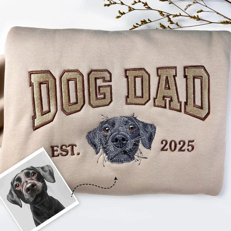 Custom Dog Embroidered Sweatshirt with Name and Year, Father's Day Gift, Dog Dad Gift