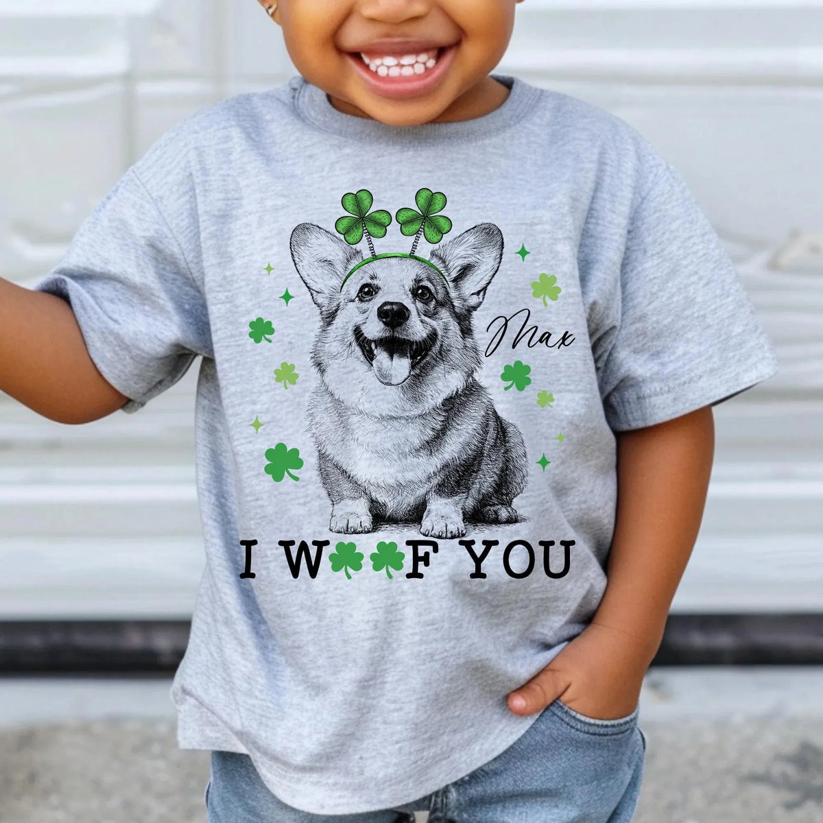Custom Kids St Patricks Day Shirt with Pet Photo, Lucky Puppy Toddler Tee Sweatshirt Hoodie