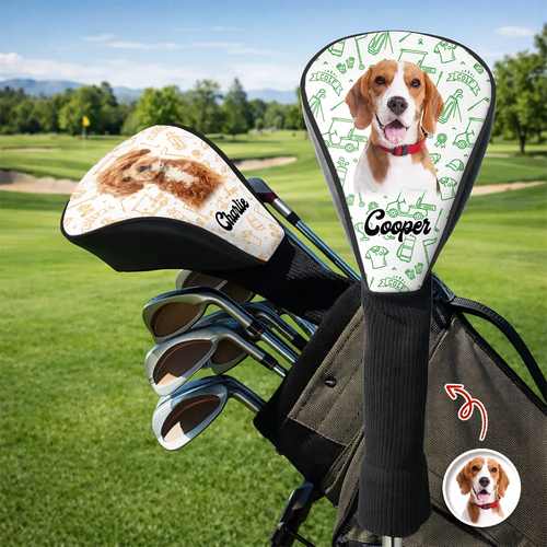 Custom Dog Photo Golf Head Cover Funny Gifts For Dog Lovers 