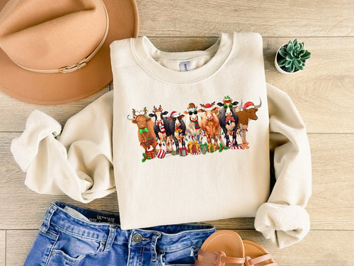 Christmas Sweathirt, Cow Sweatshirt, Cow Lovers Shirt, Funny Christmas Shirt Hoodie