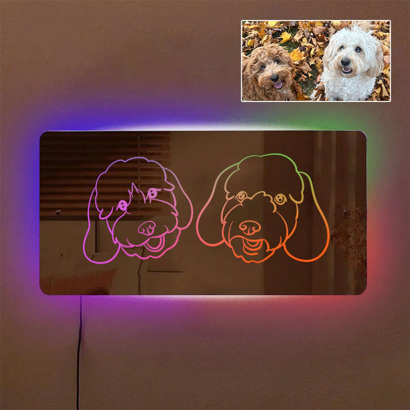 PetFiestas® Personalized Pet Photo Mirror - Light Up Mirror