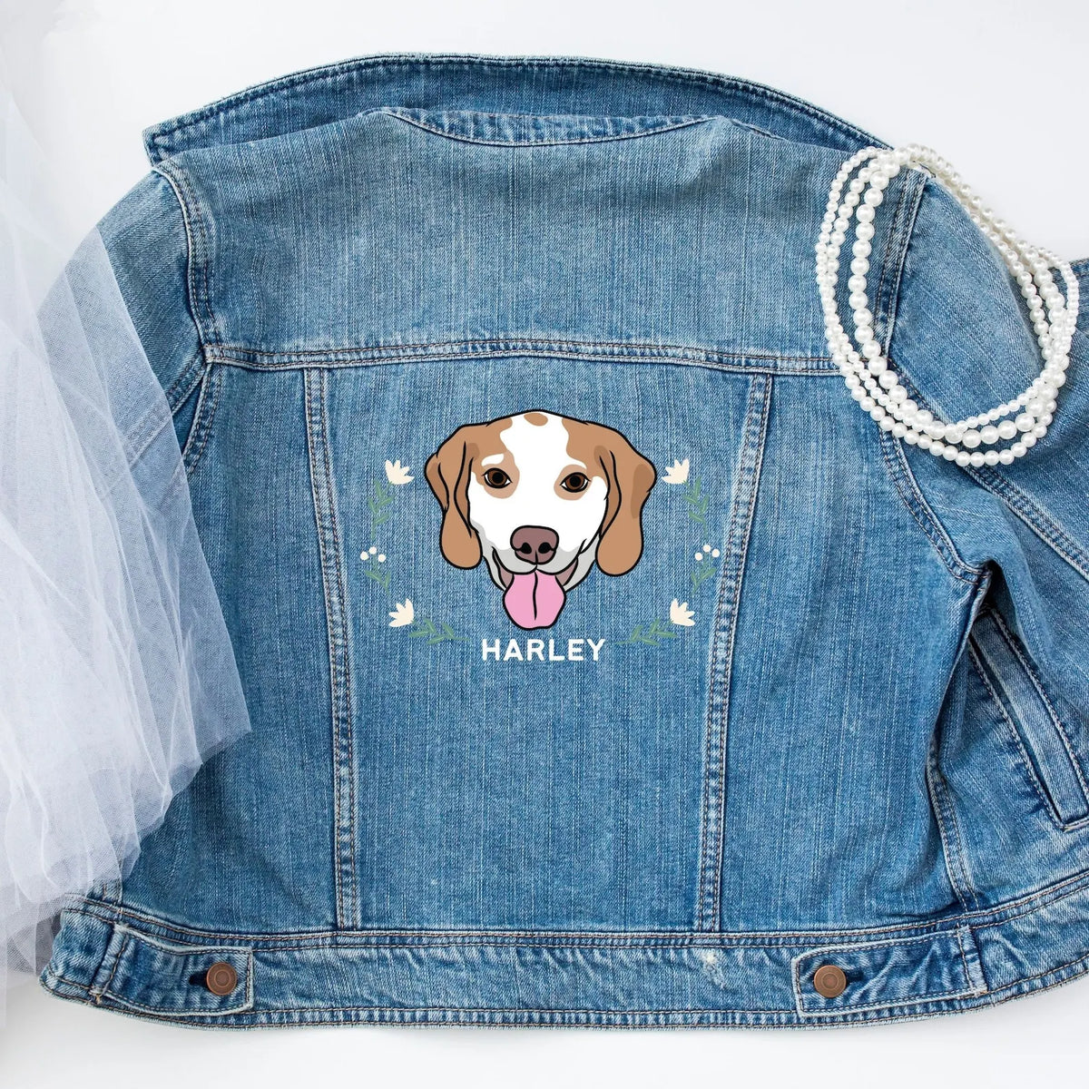 Custom Pet Photo + Name Denim Jacket, Personalized Pet Jean Jacket 