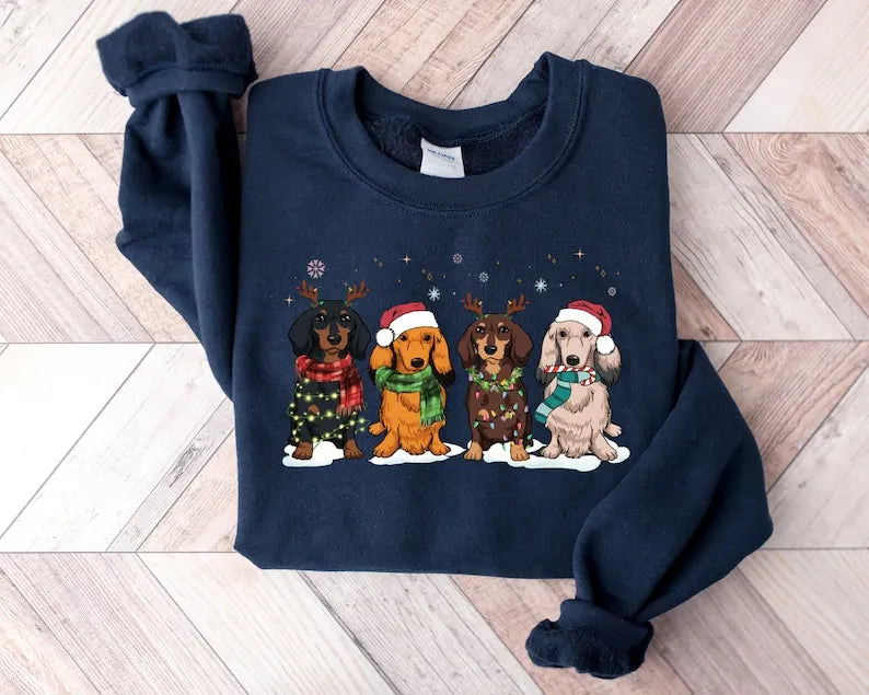 Dachshund Christmas Sweatshirt, Christmas Dog T shirt Sweatshirt Hoodie, Christmas Animal Shirt