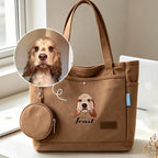 Custom Pet Portrait Tote Bag - Personalized Canvas Bag with Pet Name
