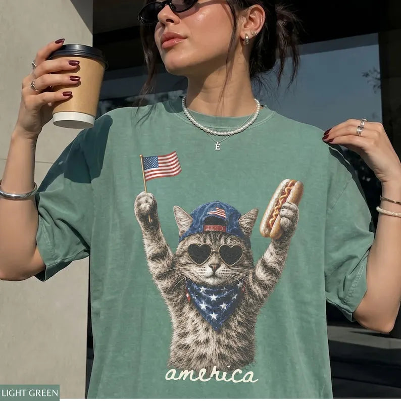 Cat Lover 4th Of July Shirt, Patriotic Cat Shirt, Independence Day Graphic Tee