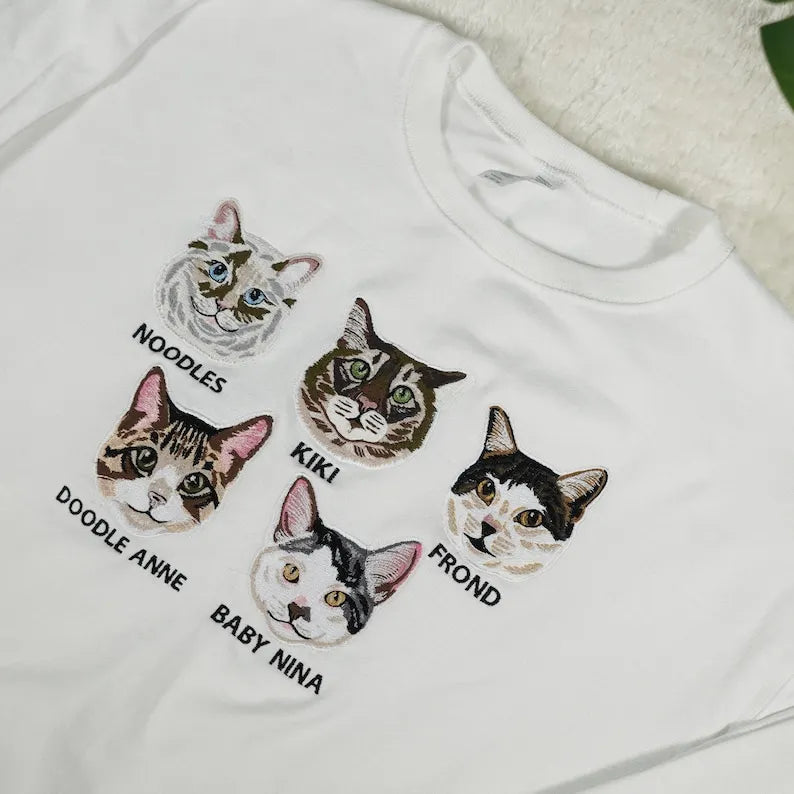 Custom embroidered pet T shirt, hoodie, sweatshirt embroidered Personalized- Colorful Design