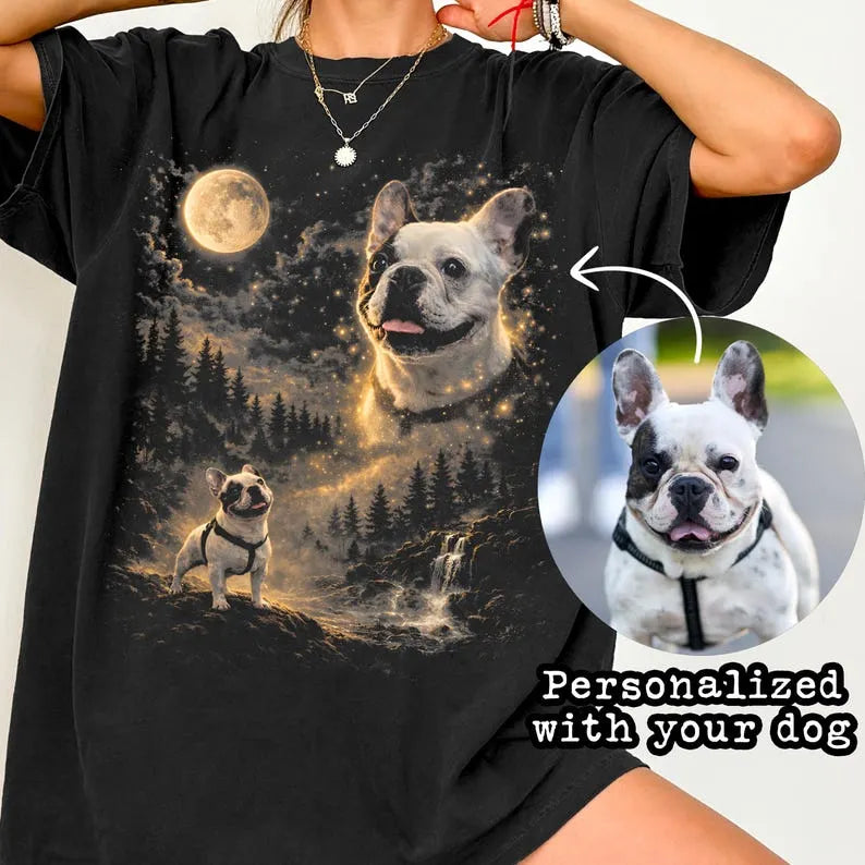 Custom Pet Photo Howling to The Moon Shirt