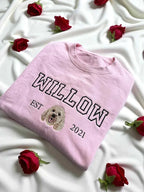 Custom Dog Hoodie Embroidered Dog Name, Varsity Personalized Pet Face Sweatshirt- Varsity Colorful Design