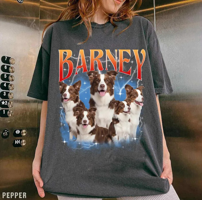  Custom Vintage Bootleg Pet Shirt , Pet Photo + Name Shirt 90's Tee