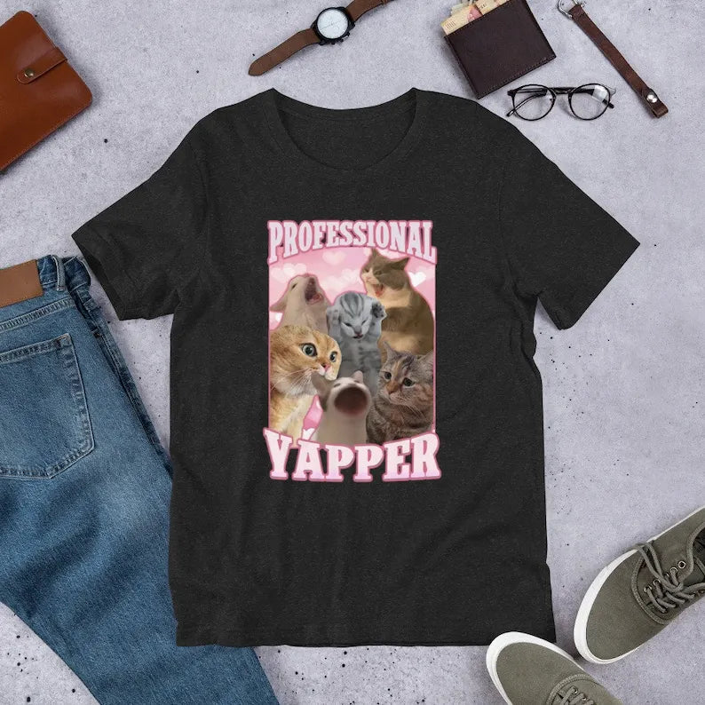 Professional Yapper Funny Cat Shirt, Custom Pet Photo Retro Vintage Tee Sweatshirt Hoodie