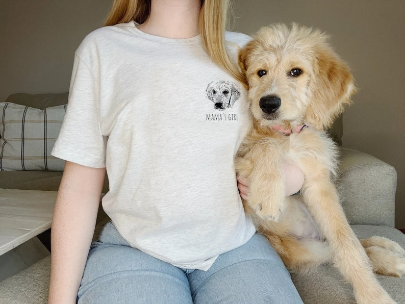 Custom Pet Portrait T-Shirt Personalized Dog Mom Gift Pet Photo Sweatshirt Hoodie