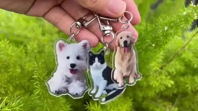 Personalized Pet Photo Keychain Pet Portrait Keychain