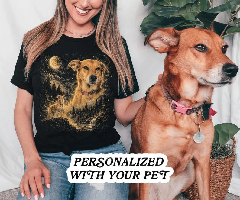 Custom Pet Photo Howling to The Moon Shirt