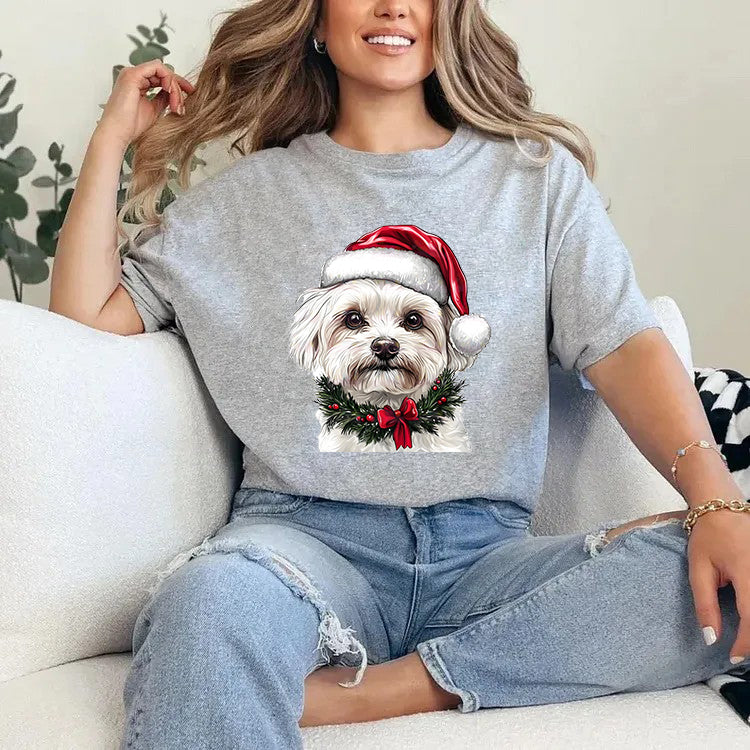 Custom Pet Christmas Sweatshirt Personalized Santa Hat Garland Printed Crewneck