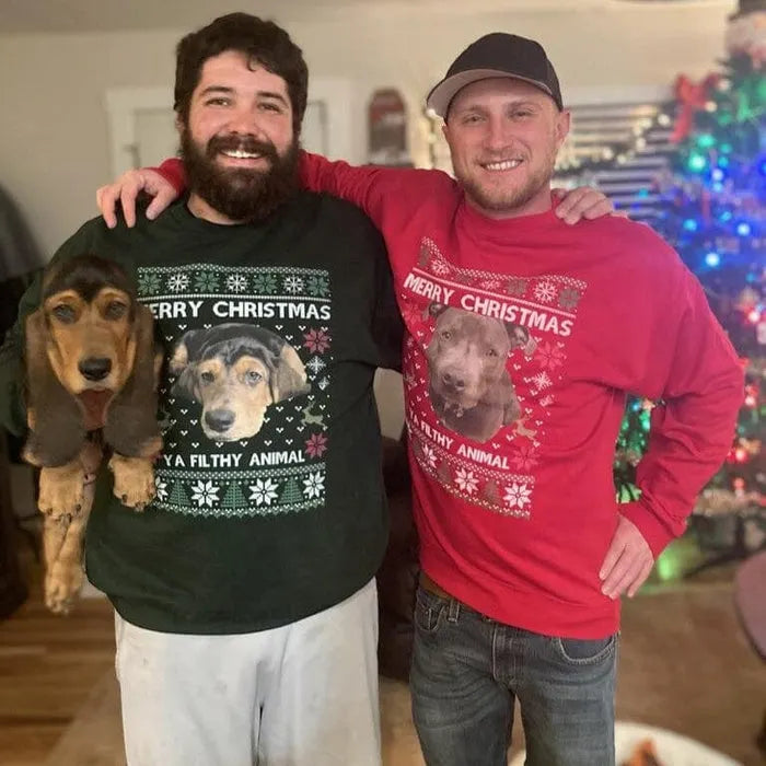 Upload Photo Christmas Ugly Dog Cat Sweatshirt Hoodie