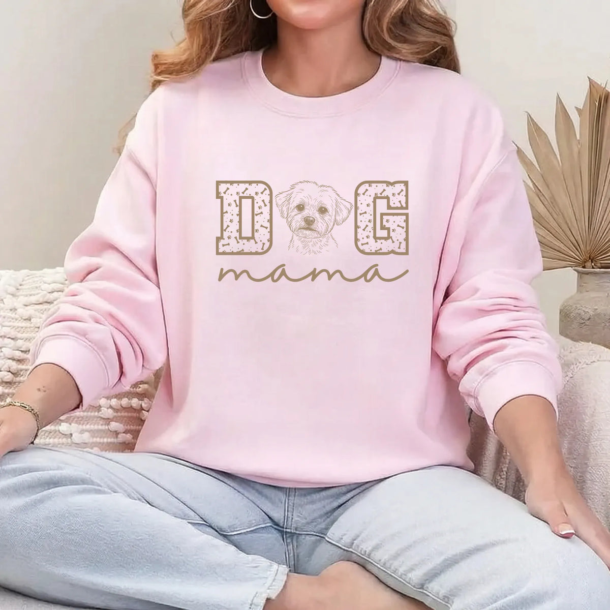 Dog Mama Sweatshirt, Custom Pet Photo Graphic Printed T-shirt Sweatshirt for Dog Mom Dog Dad